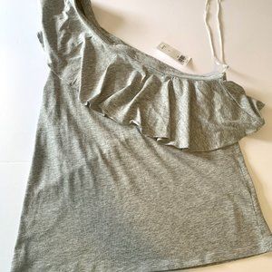 American Eagle Outfitters One Shoulder Top Size Small NWT Ruffle Neck